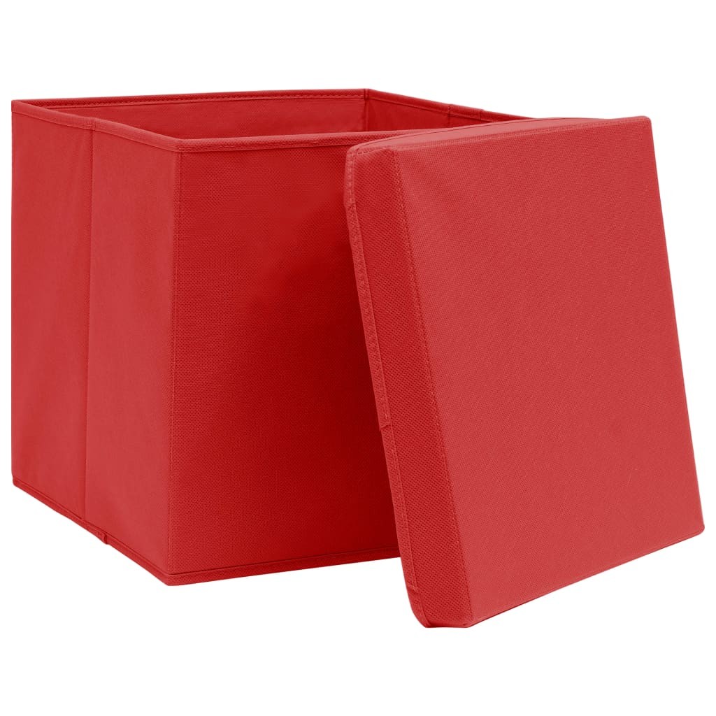 Storage Boxes with Covers 4 pcs 28x28x28 cm Red